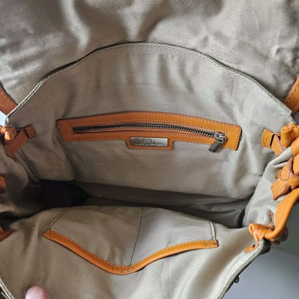 Sam Edelman Sylvia Purse Handbag Crossbody Embroidered Beads Leather Orange Boho - Picture 9 of 14